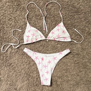 SHEIN White and Pink Starfish Bikini